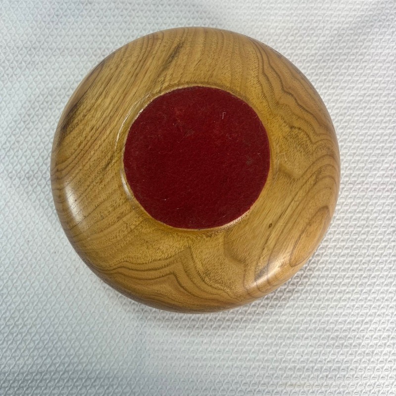 Handmade Solid Wood Decorative Bowl Round Rustic Brown 8.5 Inch Red Felt Base gallery