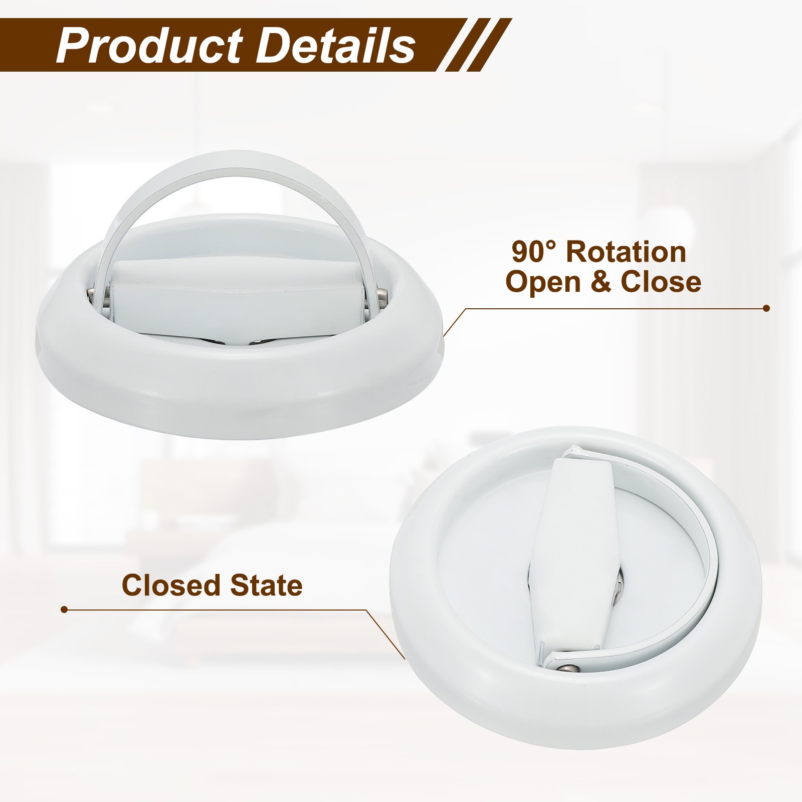 Recessed Sliding Door Pulls Handles Hidden Closet Finger Flush Knob, White gallery