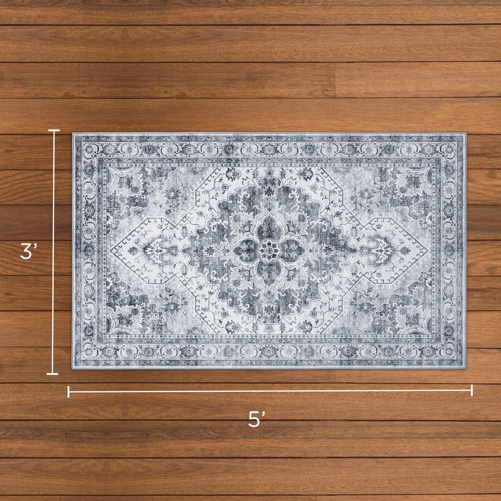 Dream Mink Washable Geraldine Grey Geometric 3' x 5' Accent gallery