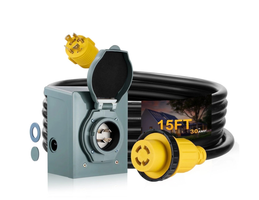 ETL Certified 15 FT 30A RV Extension Cord with Inlet Box Heavy Duty gallery