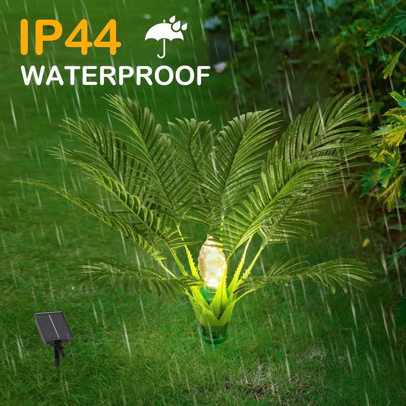 2 Pack Artificial Palm Tree Solar Light Yard Patio Garden Pathway Light 8 Modes gallery