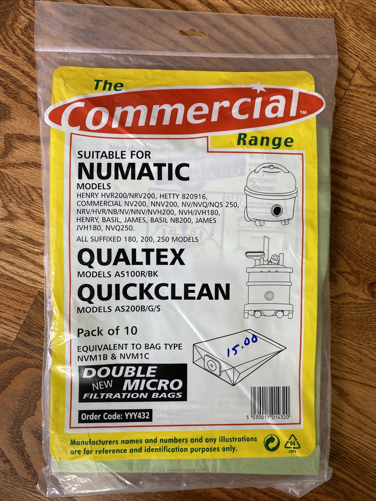 The Commercial Range Vacuum Bags Type NVM1B & NVM1C Pack Of 10 Numatic Qualtex gallery