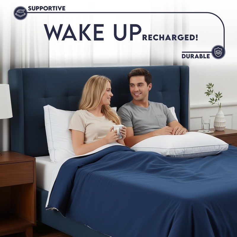 Down Alternative Bed Pillows for Sleeping Queen Size (White), Set of 2, Soft ... gallery