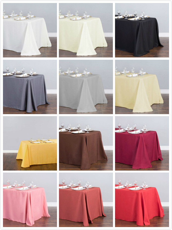 1/10 Pcs 90 x 132 in. Polyester Rectangular Linen Tablecloth Wedding Event Party gallery