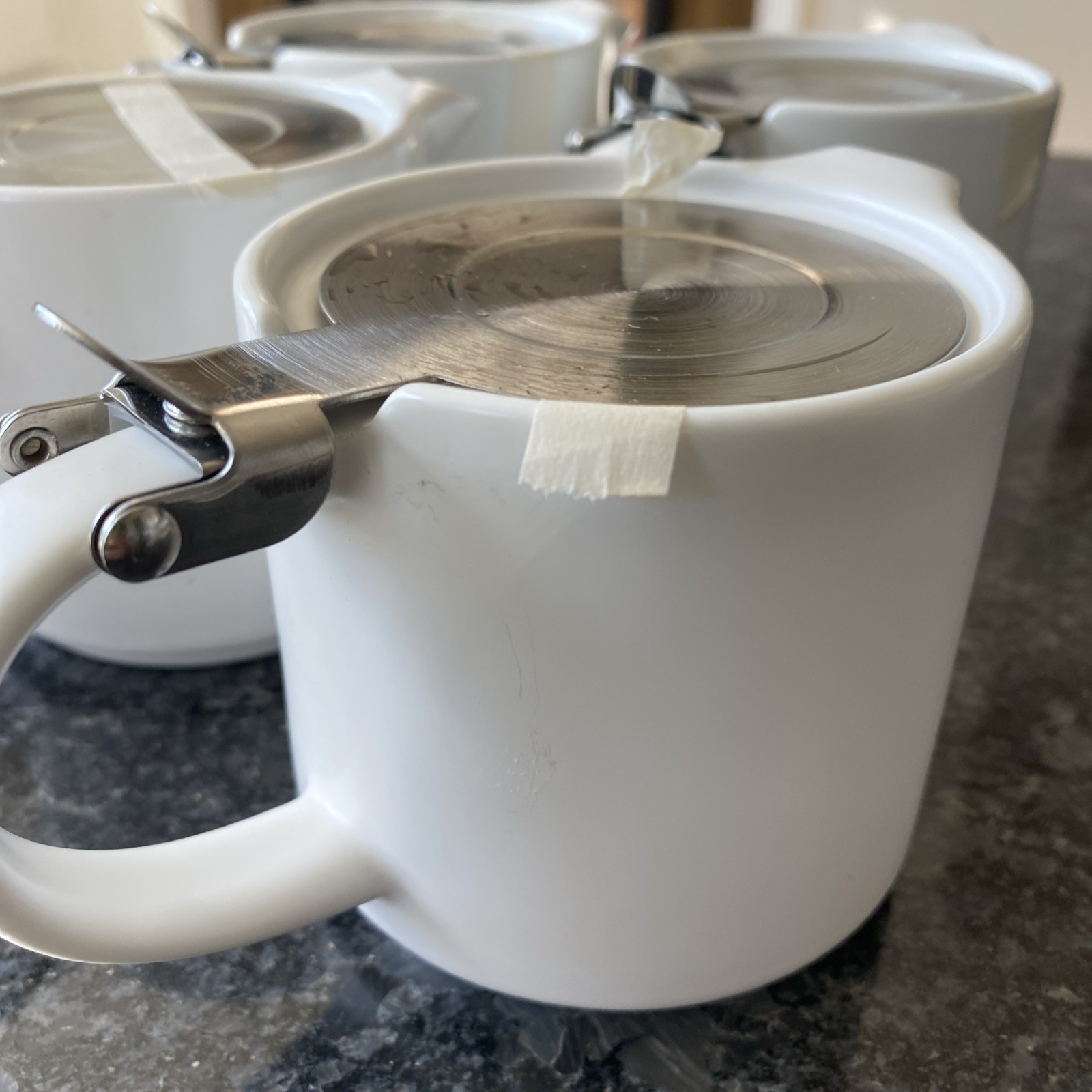 Brand new Personal White 18 oz Tea pot with stainless steel infuser and Lid gallery