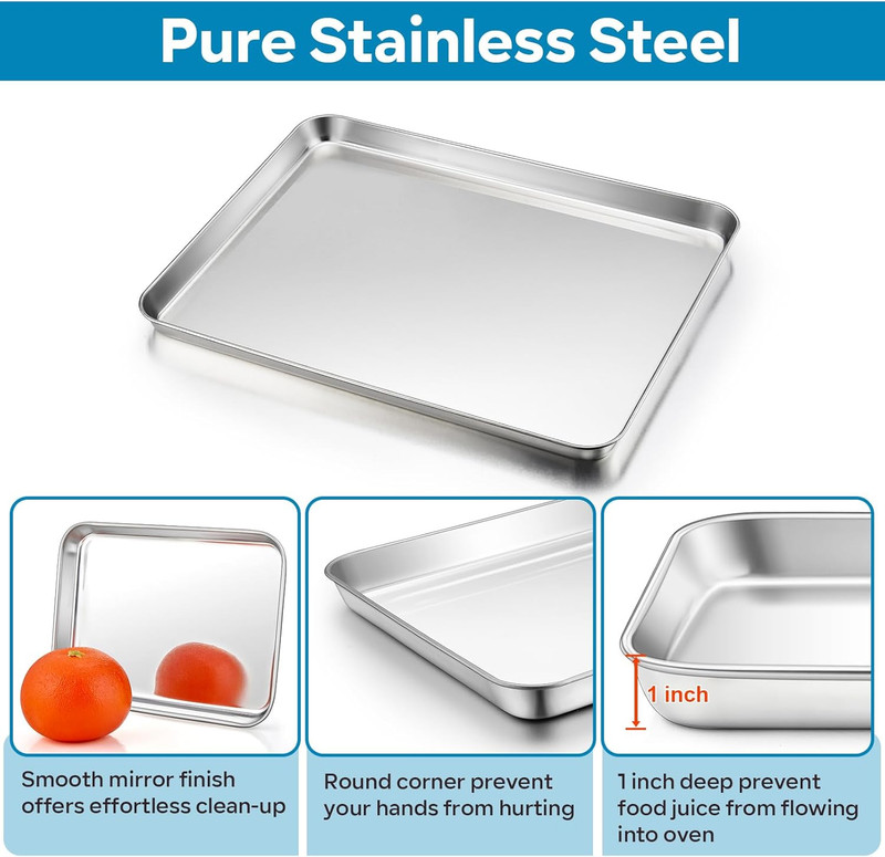 Baking Tray with Rack, 12.5 x 10 x 1 Inch Stainless Steel Toaster Oven Baking... gallery