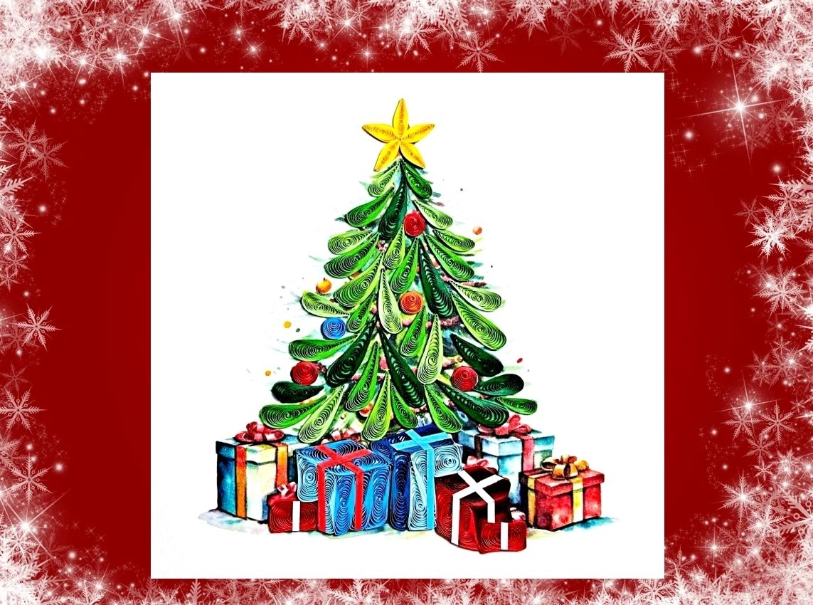 Handmade Christmas Tree Quilling Card – Unique Holiday Greeting Card – 3D Card gallery