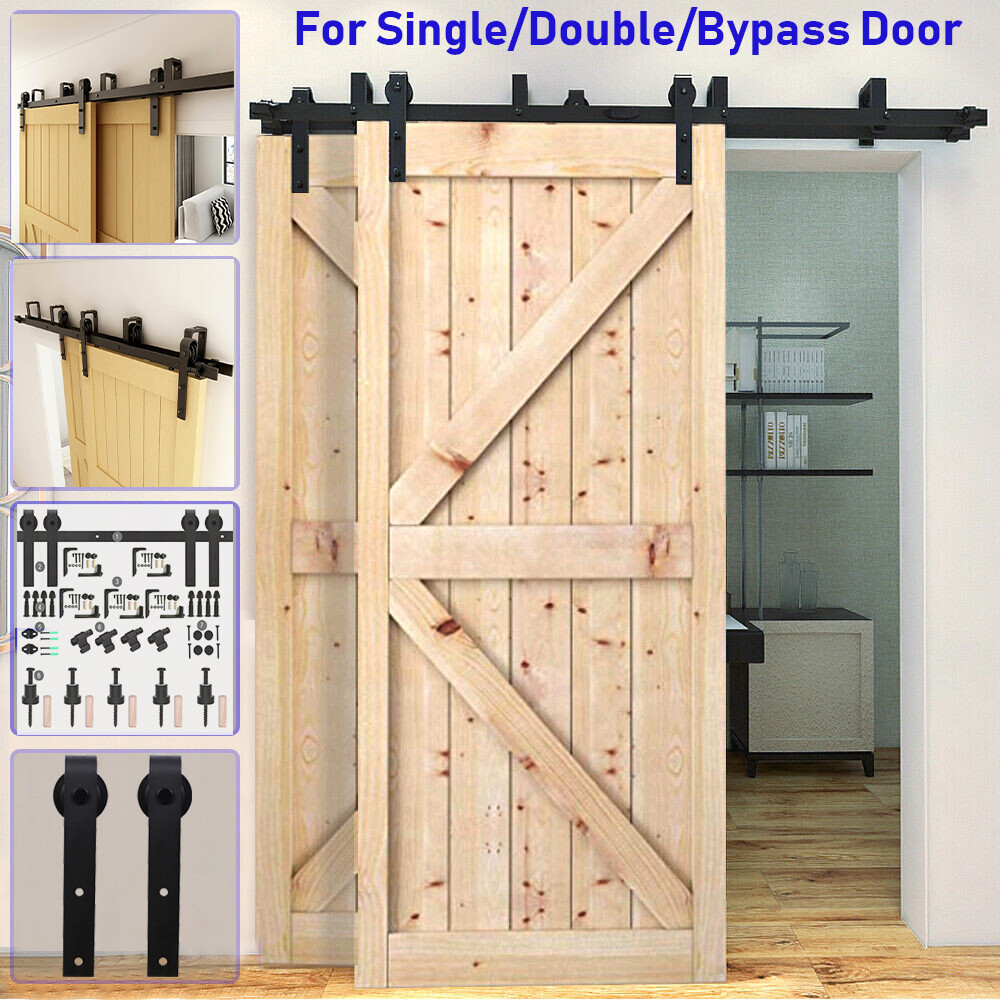 4FT ~ 20FT Rustic Sliding Barn Door Hardware Track Kit for Single/Double/Bypass gallery