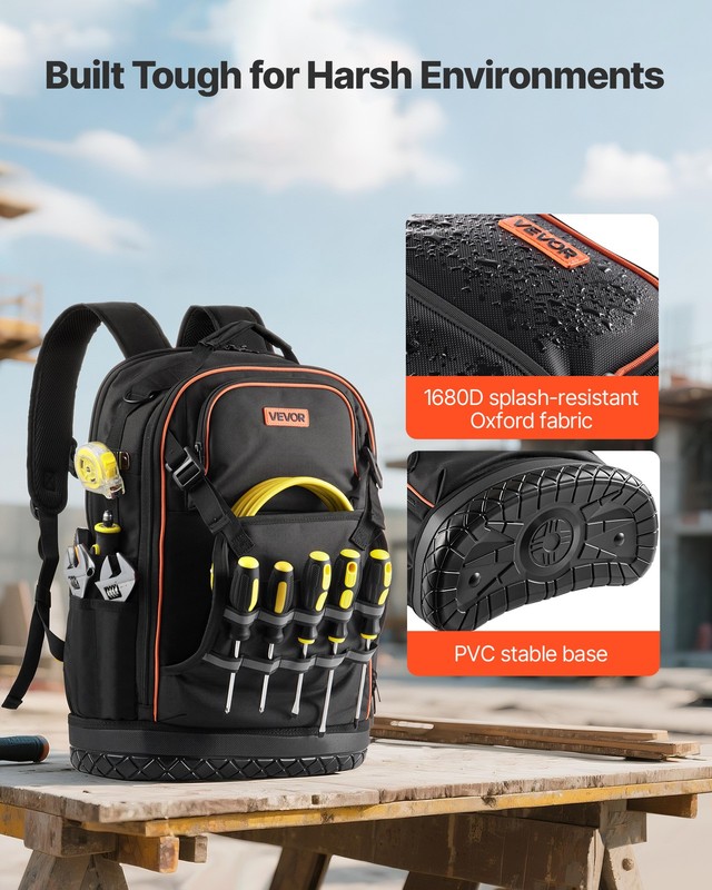 VEVOR Tool Backpack with Tools 65 Pockets Tear-resistant Jobsite Backpack gallery