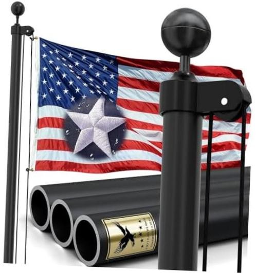 20FT Heavy Duty Flag Pole Kit, Real 11 Gauge Aluminum, 20FT (11 Guage) Black gallery