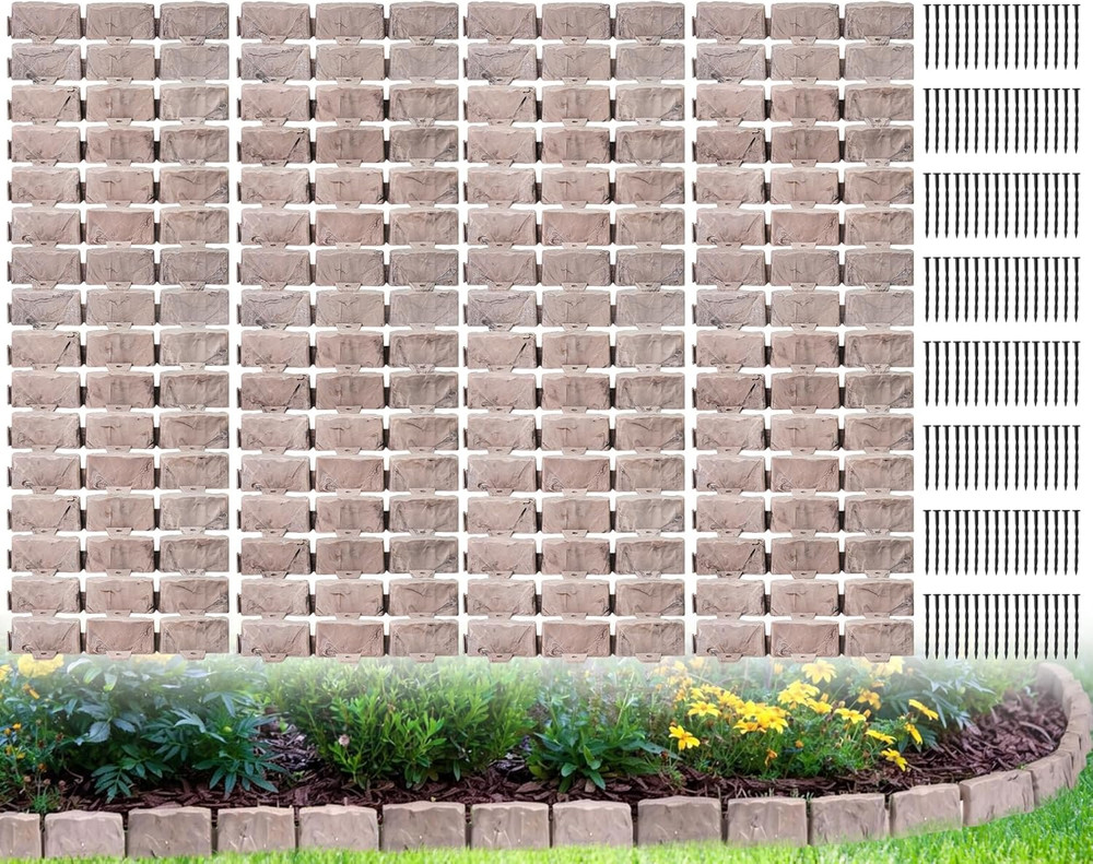 Landscape Edging Garden Edging Border Faux Stone Edging,91Ft X 2.75 in Tall Deco