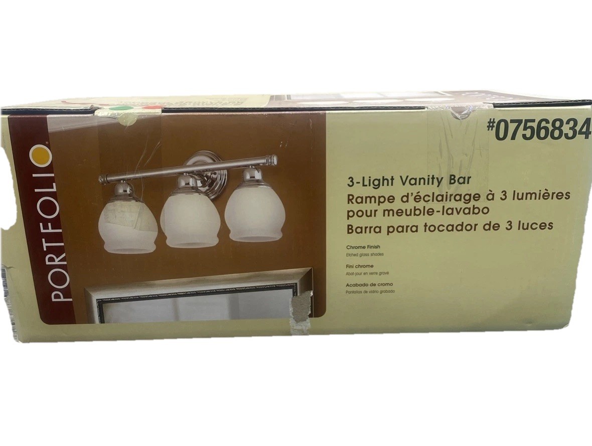 Portfolio 3-Light Chrome Modern/Contemporary Vanity Light 0756834 {B5} gallery