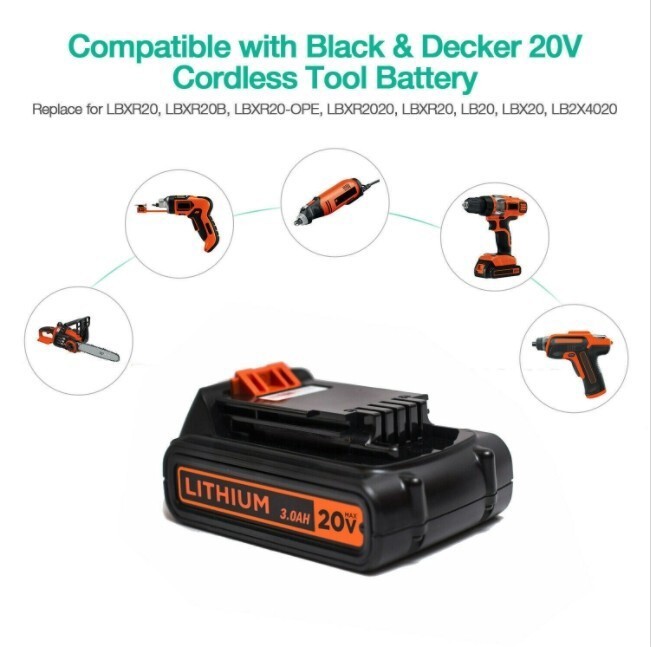 2 Pack 3.8AH 20V MAX For Black & Decker 20Volt Lithium Battery LBXR20 LB2X4020 gallery