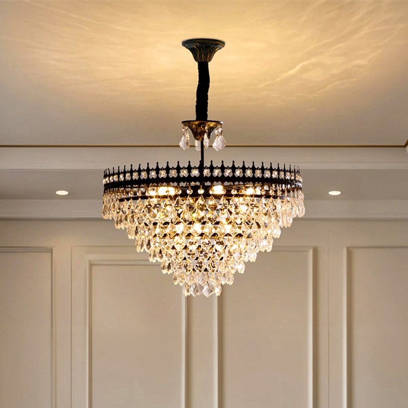 Round Industiral Crystal Ceiling Lamp Pendant Light for Living Room Dining Room gallery