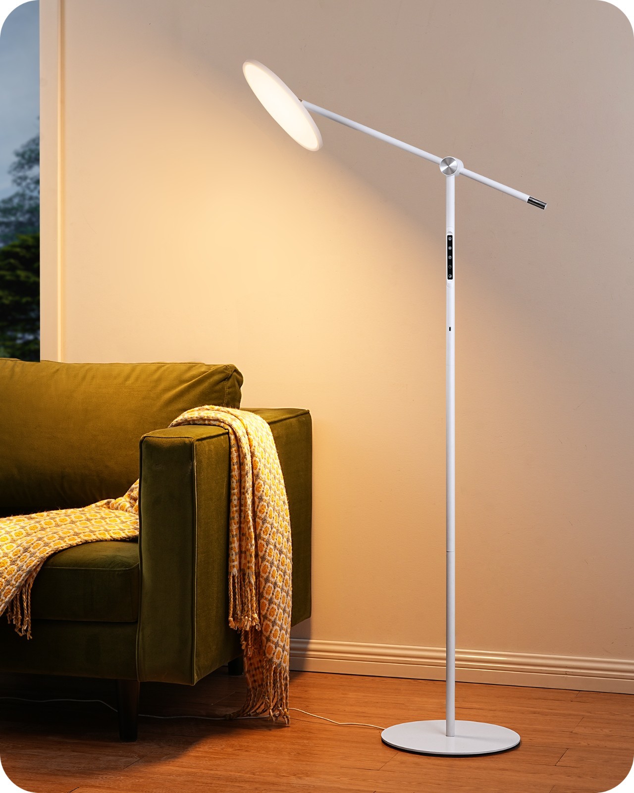 EDISHINE Reading Floor Lamp, 1600LM Bright Dimmable, Type-C Fast Charging Hub gallery