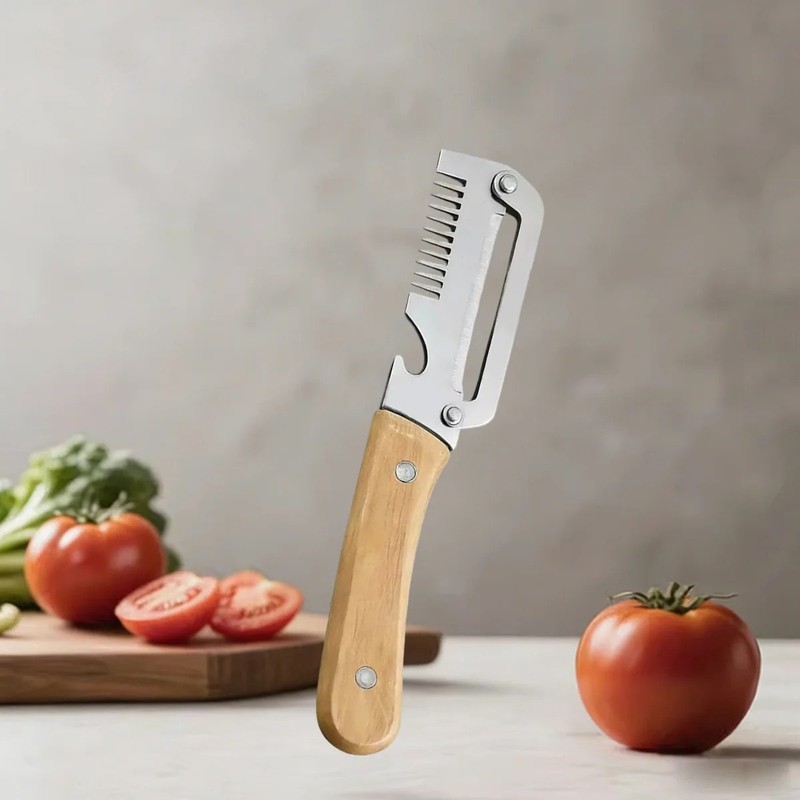 3-in-1 Multifunctional Fruit Vegetable Peeler with Wooden Handle,Julienne Slicer gallery