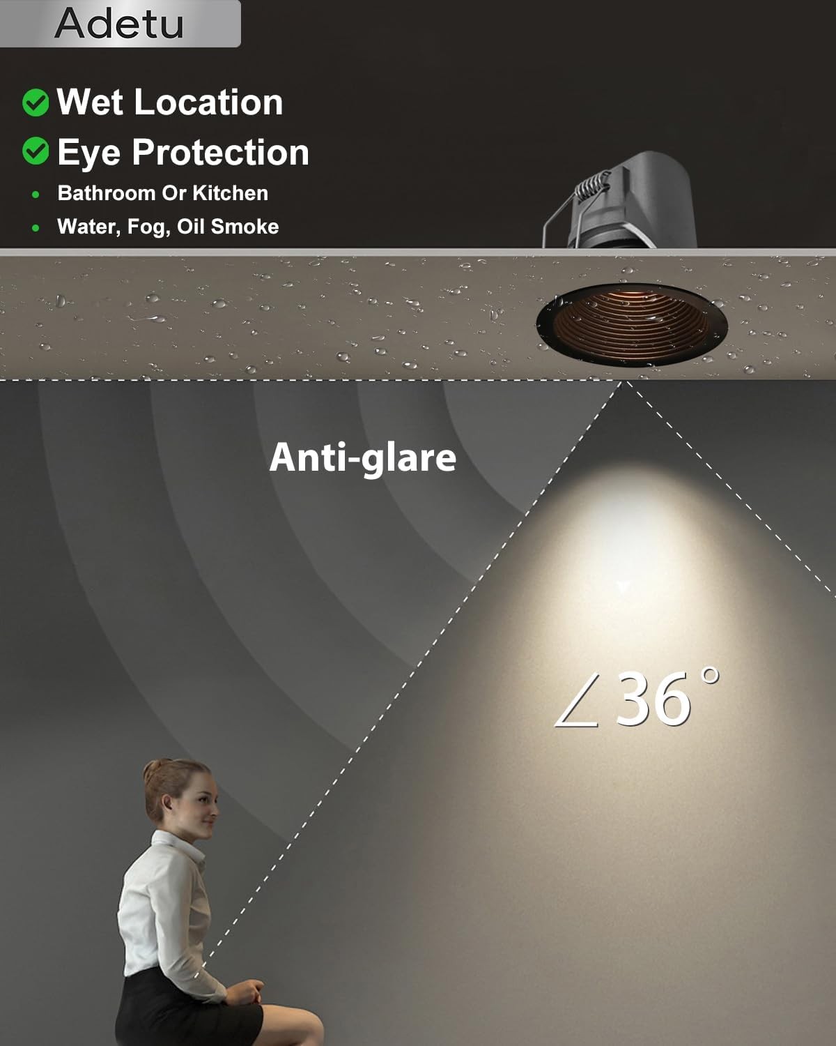 Adetu 2 Inch 5CCT Black LED Recessed Light 12 Packs gallery