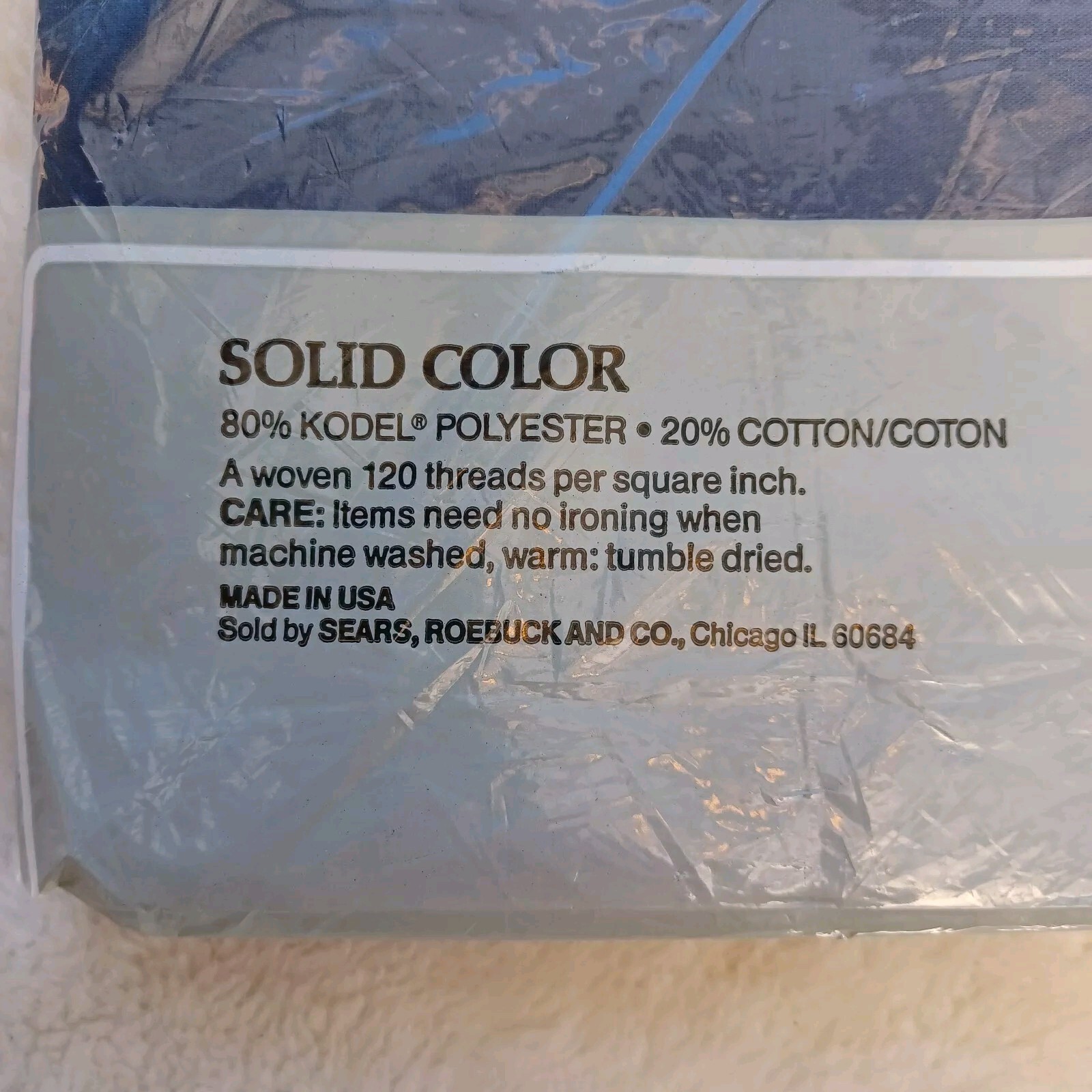 Vintage NOS Full / Double 81" X 96" Flat Sheet Solid Navy Blue Sears USA gallery