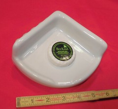 Vintage White; Extra Small Ceramic Corner Bath-Shower Soap Dish-Tray-Shelf 5″