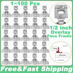 1/2″ Overlay Soft Close Face Frame 105° Compact Door Cabinet Hinges Handware Lot