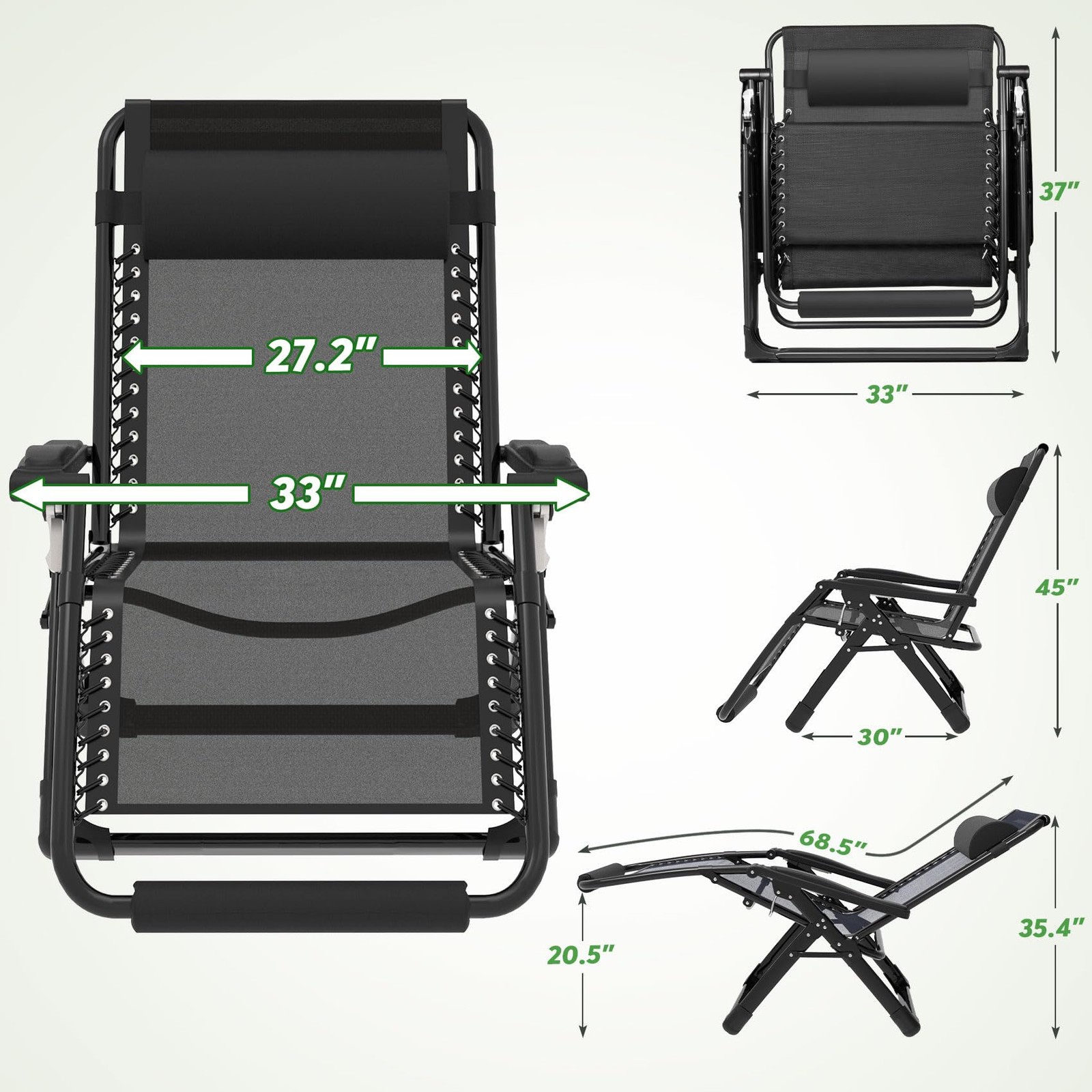 Oversized Zero Gravity Chair, 33In XXL Zero Gravity Recliner Lounge Chair, An... gallery