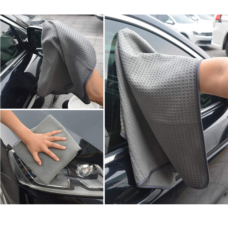 CarCarez Microfiber Waffle Weave Towel Large size 16" x 24" ,380 GSM ,Gray gallery