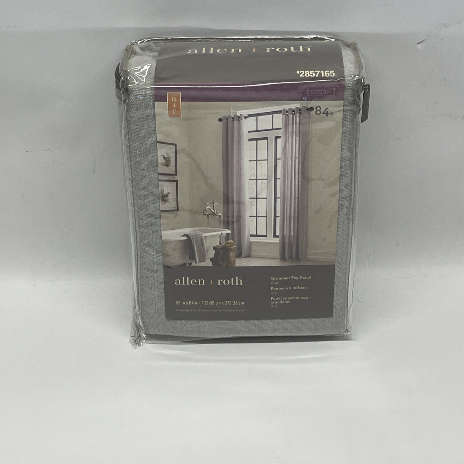 allen + roth 84-in Grey Light Filtering Grommet Single Curtain Panel gallery