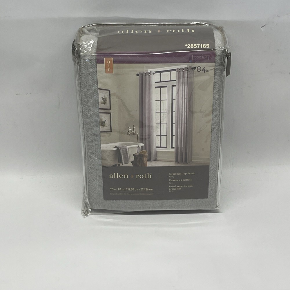 allen + roth 84-in Grey Light Filtering Grommet Single Curtain Panel