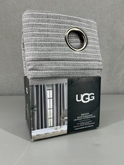 NEW Ugg Devon Gray White Grommet Window Panel 84″x50″ Single Panel 1.25″ Grommet