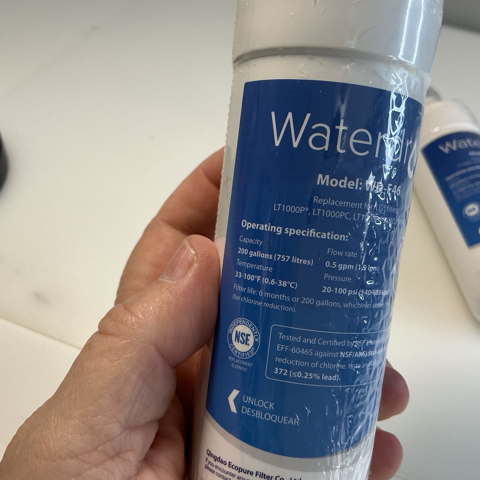 Waterdrop WD-F46 Replacement Refrigerator Water Filter LG Filters New Sealed 2 gallery