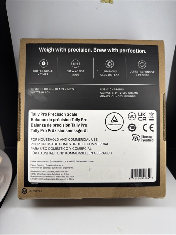 Fellow Tally Pro Precision Coffee Espresso Scale OLED Display Matte Black SEALED gallery