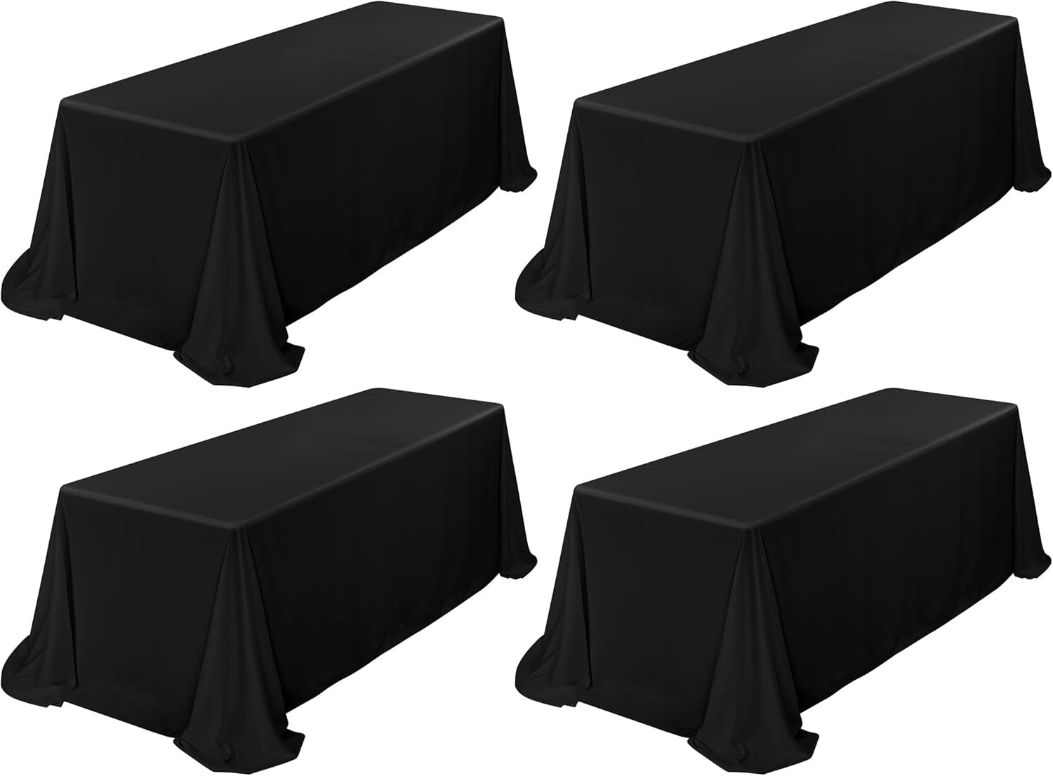 4 Pack Black Rectangle Tablecloth, 90 x 156 Inch, Wrinkle Resistant, Washable gallery
