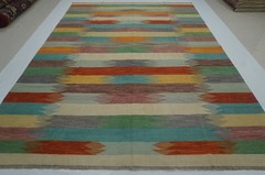8×11 ft Multicolor Afghan Handmade Modern Wool Kilim Rug (8’6″x11’5″)