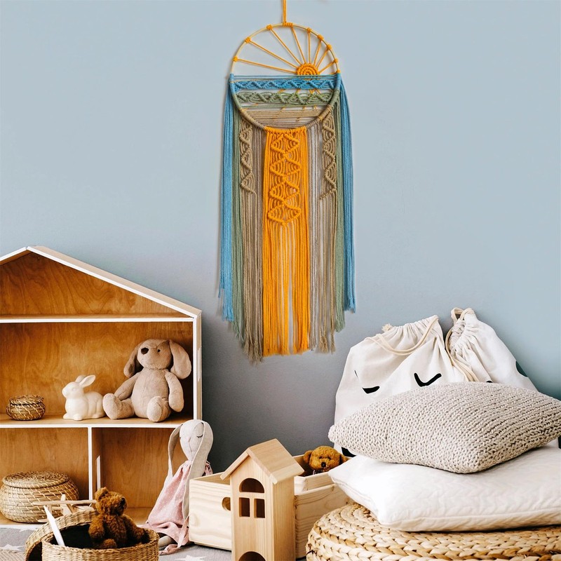Macrame Wall Hanging Boho Macrame Wall Decor, Sunset Wall Art Dream Catcher H... gallery