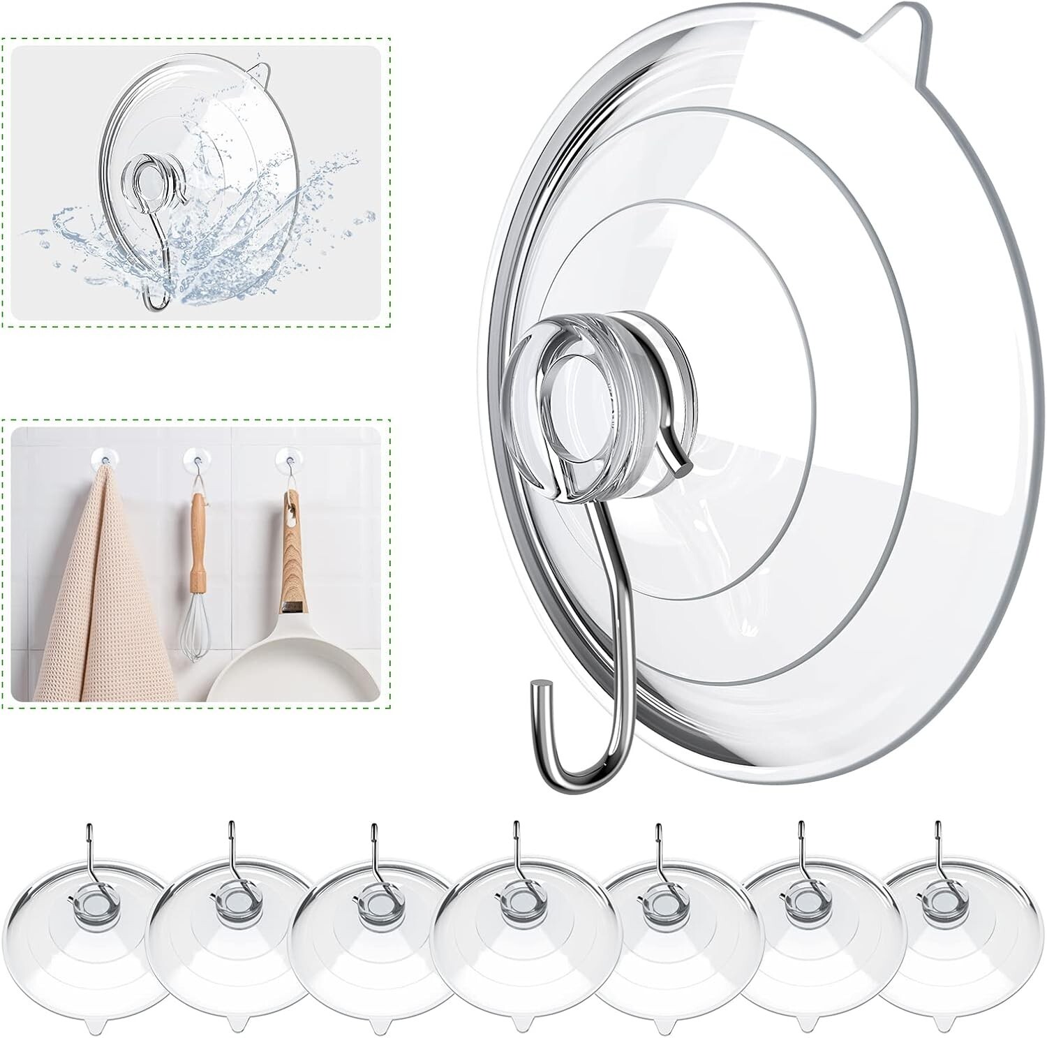 Suction Cup Hooks, 2.5 Inches Clear PVC Suction Cups with Metal Hook gallery