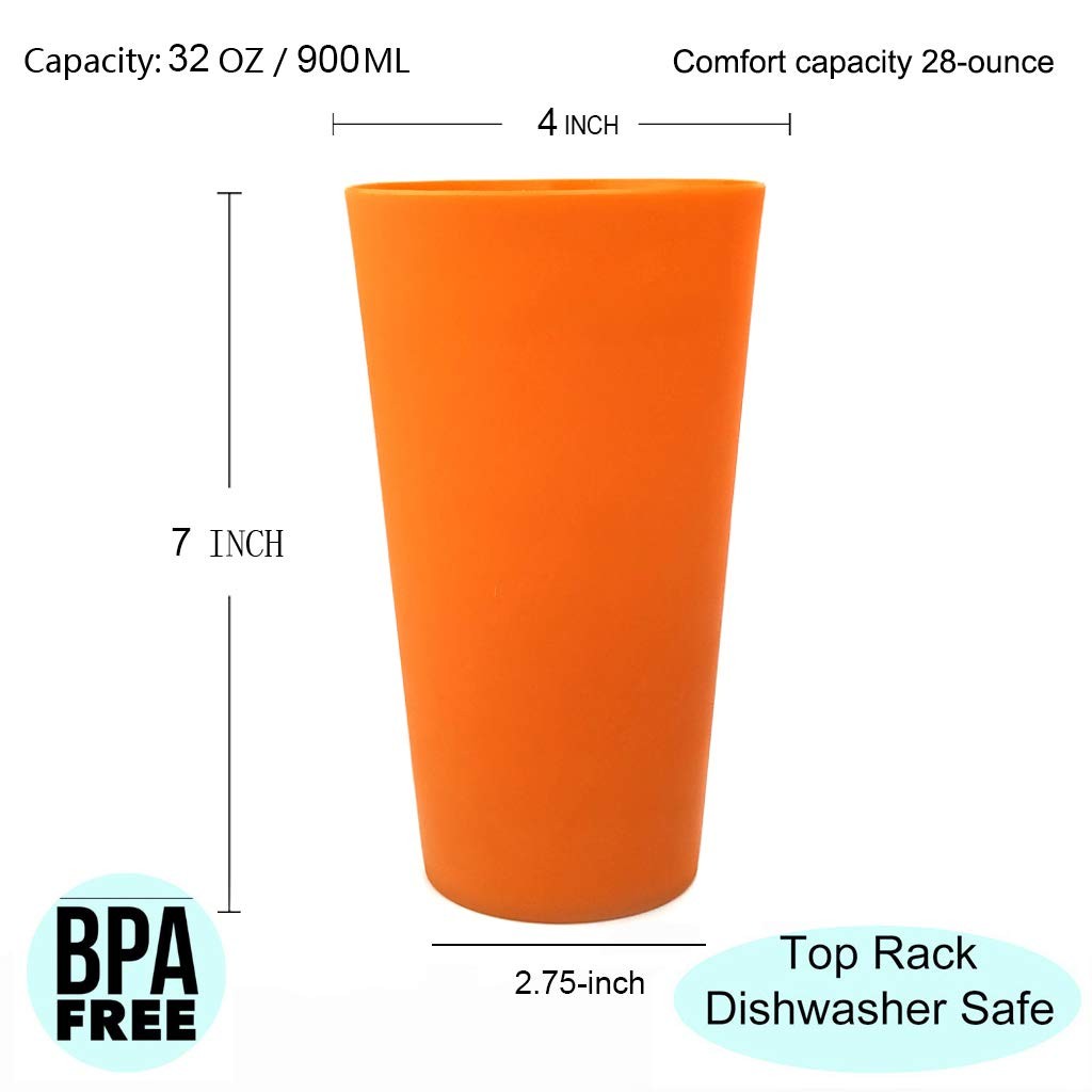 KX-WARE 32-ounce Plastic Tumblers Large Drinking Glasses, set of 6 Multicolor gallery