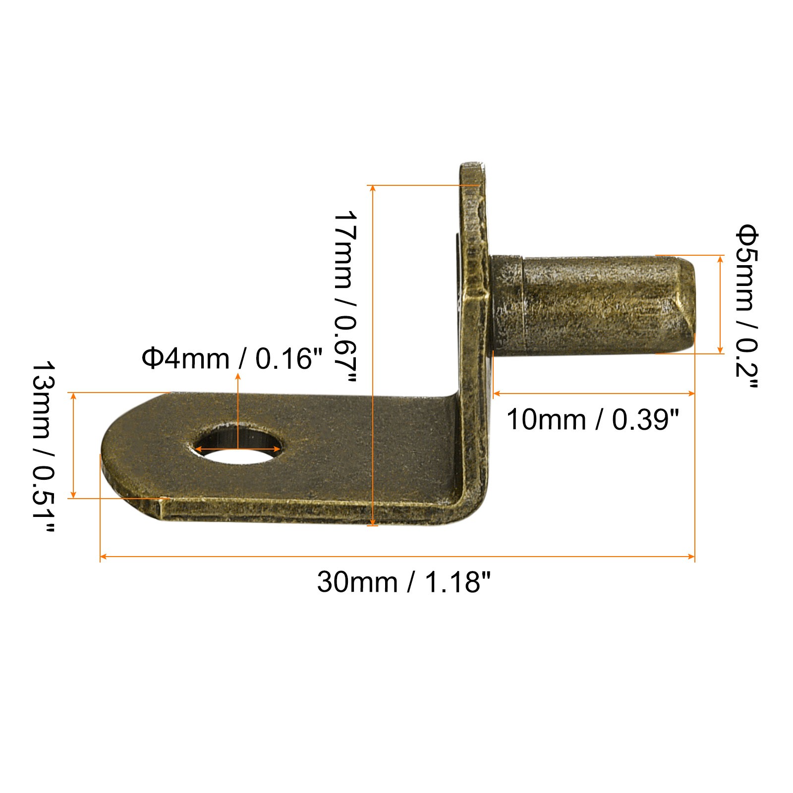 25pcs Shelf Support Pegs 5mm(1/5") L-Shaped Bracket Pegs Shelf Pin Bronze Tone gallery