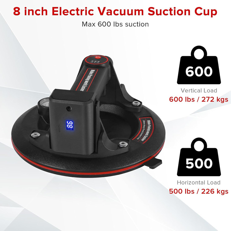 8" Electric Vacuum Suction Cups Lifter with Battery 3000Mah Max Load 600Lbs Glas gallery