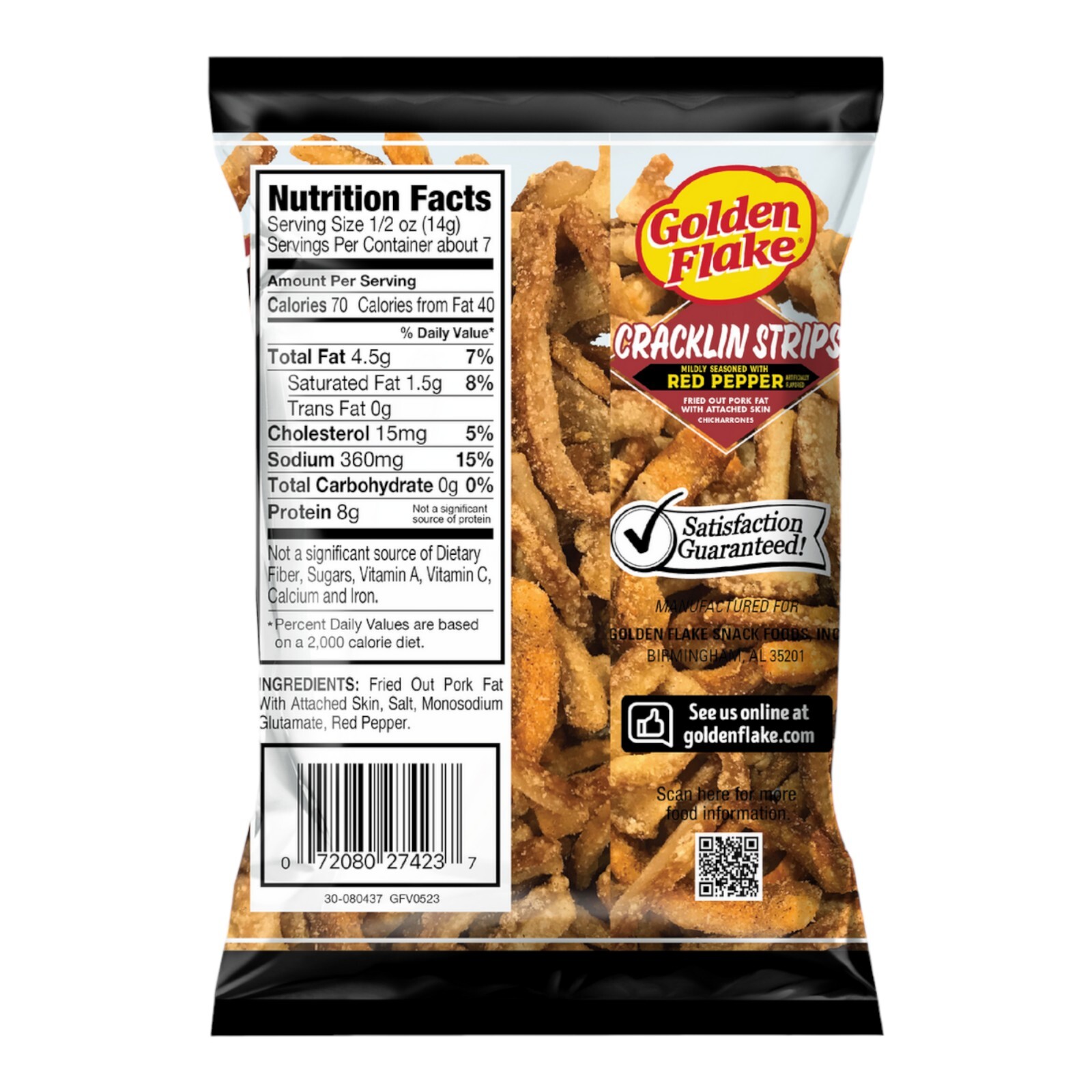 Golden Flake Fried Pork Cracklin Strips Mildly Seasoned w/ Red Pepper-3pk-3.5oz. gallery