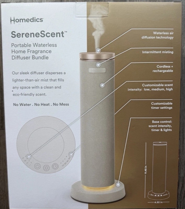 Homedics SereneScent Portable Waterless Home Fragrance Diffuser Bundle gallery