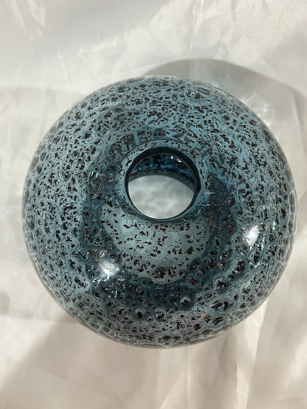 Hand Blown Dimpled Glass Pendant Light Blue Brushed Nickel Any Room gallery