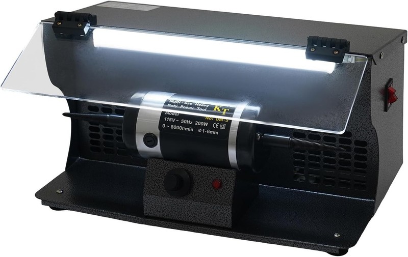 200W Bench Polisher with Dust Collector, Adjustable 0-8000 RPM gallery