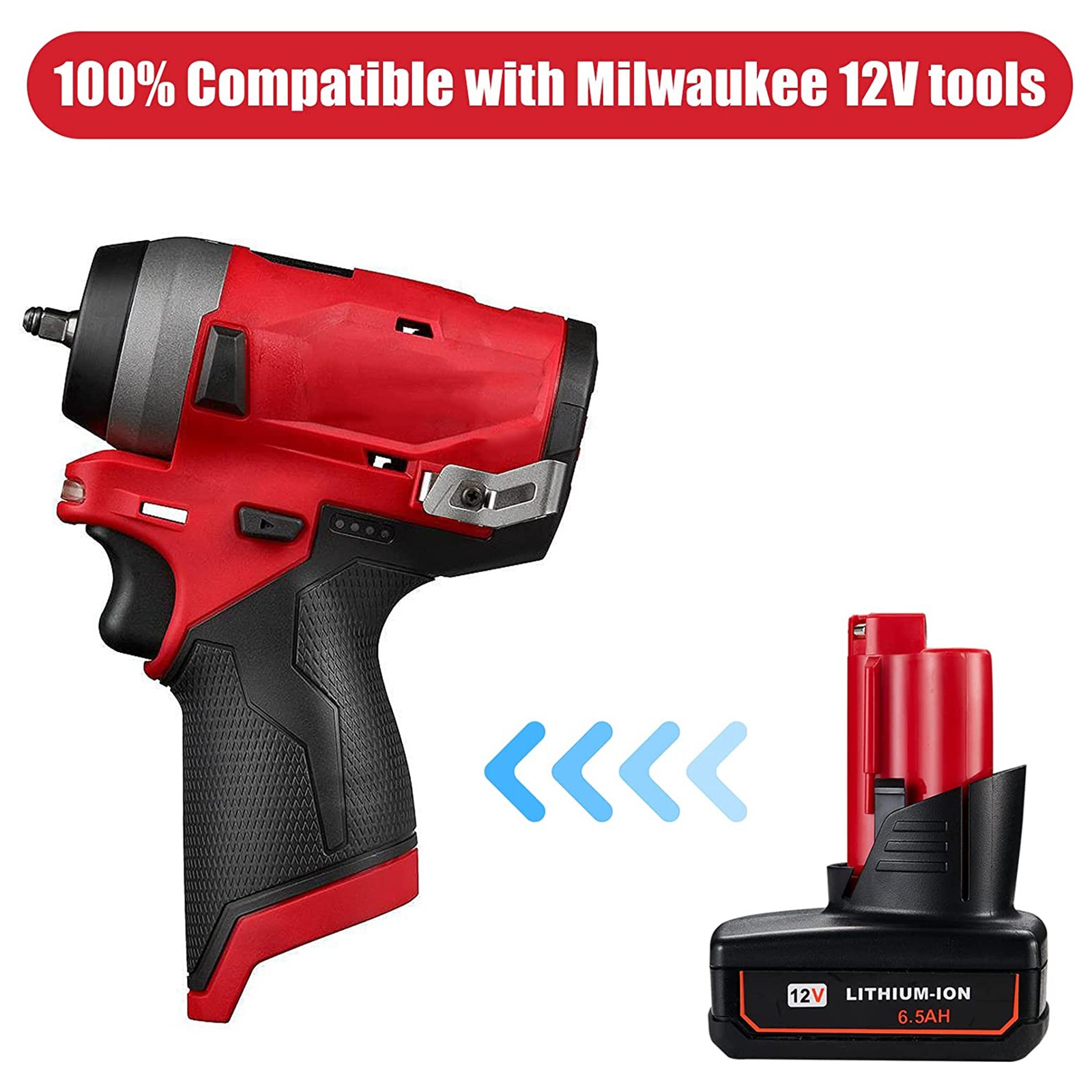 2 Pack 6.5Ah for Milwaukee 12V M-12 Lithium-ion Battery 48-11-2430 48-11-2440 gallery