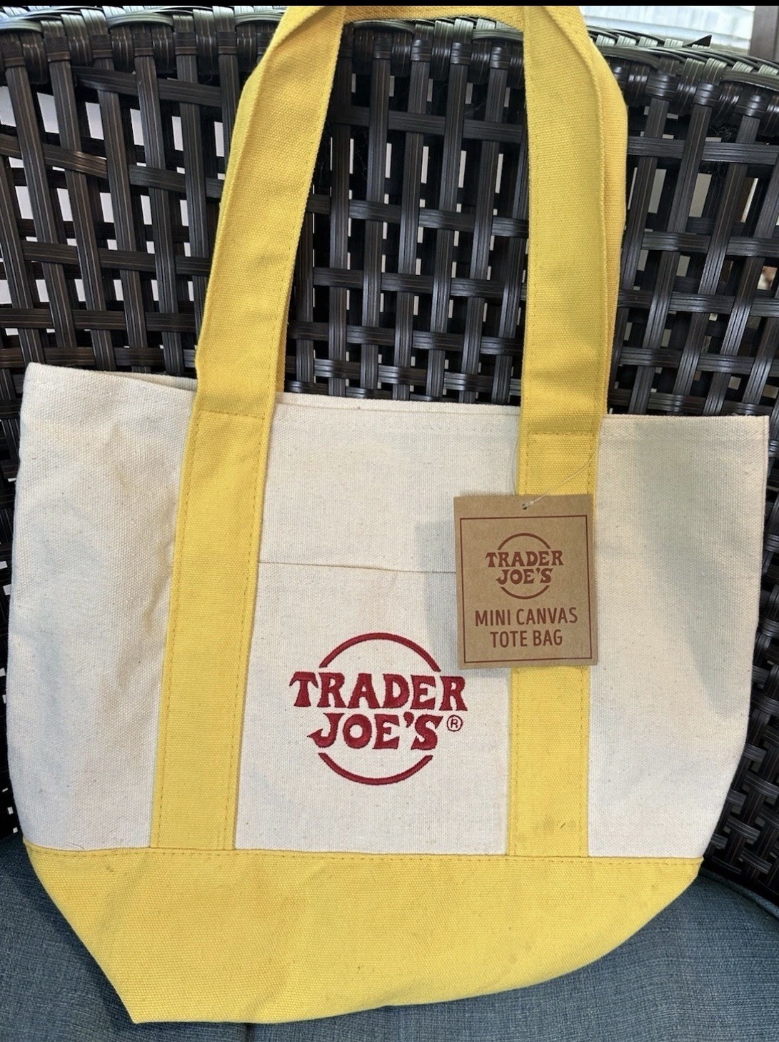 Trader Joe’s 2026 Mini Canvas Pastel Reusable Tote Bag Yellow - BRAND NEW | US gallery