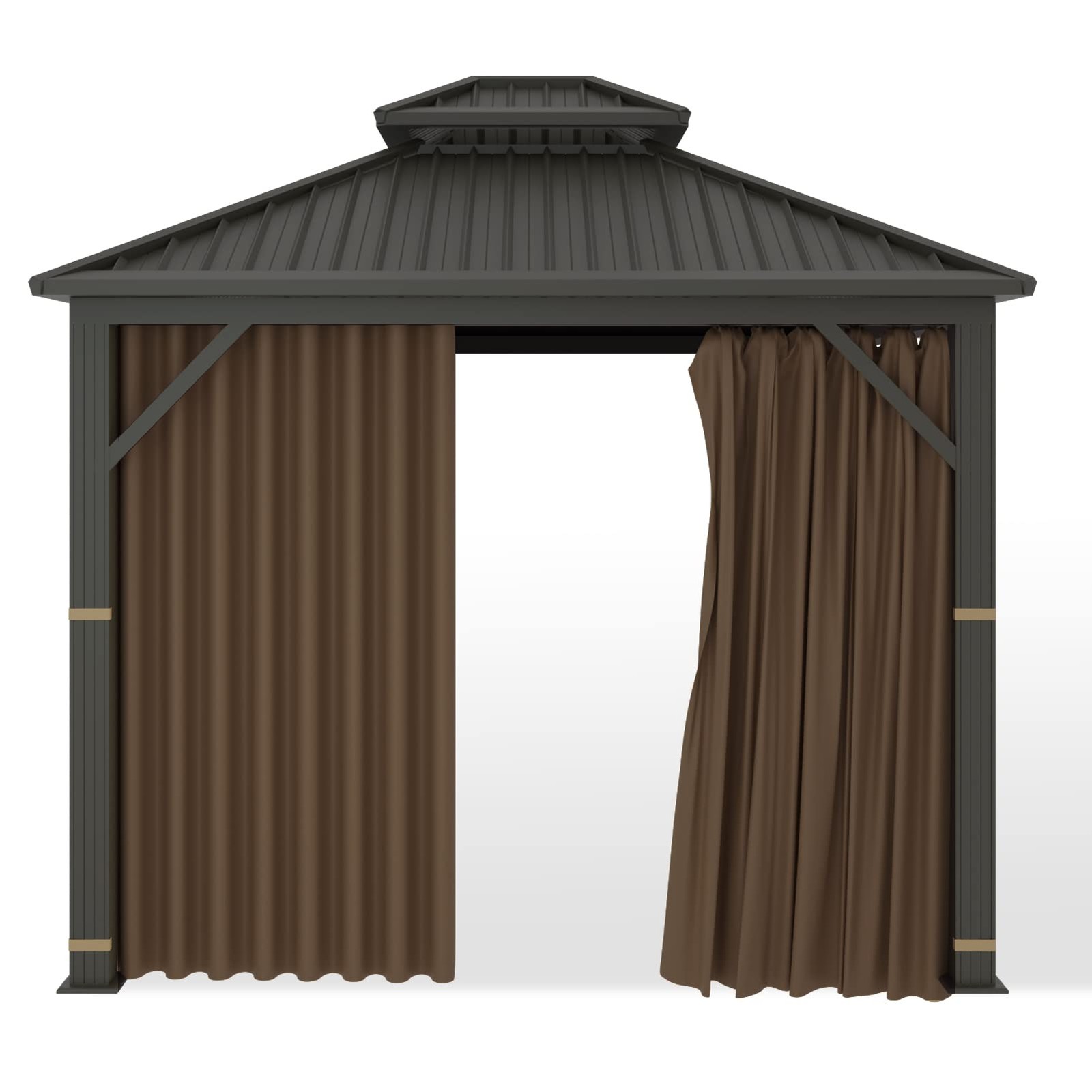 Gazebo Universal Replacement Privacy Curtain – Hugline 10' x 10x10, Brown gallery