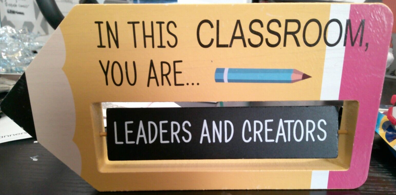 NEW wooden PENCIL SHAPE IN THIS CLASSROOM WE ARE... tabletop decoration block gallery