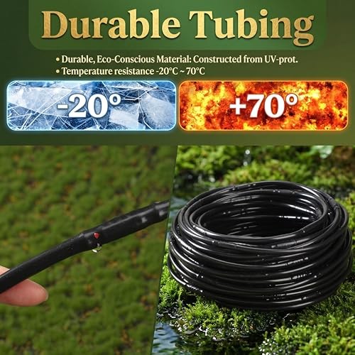 150 ft 1/4 Inch Drip Irrigation 150 ft with 11.8 Inch Emitter Spacing Black gallery