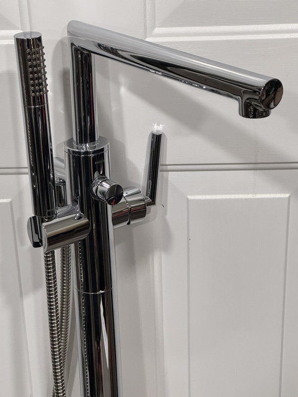 Moen S93005 Arris Freestanding Chrome Bathtub Faucet Hand Shower w/TS50100 Mount gallery