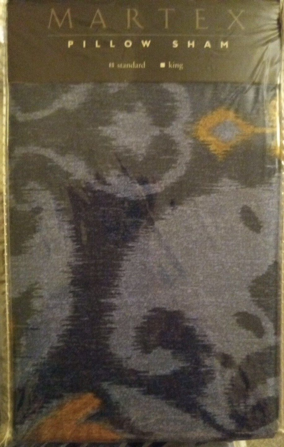 2 MARTEX Kathmandu Standard Pillow Shams, Blue & Gold, Polyester Cotton Blend gallery