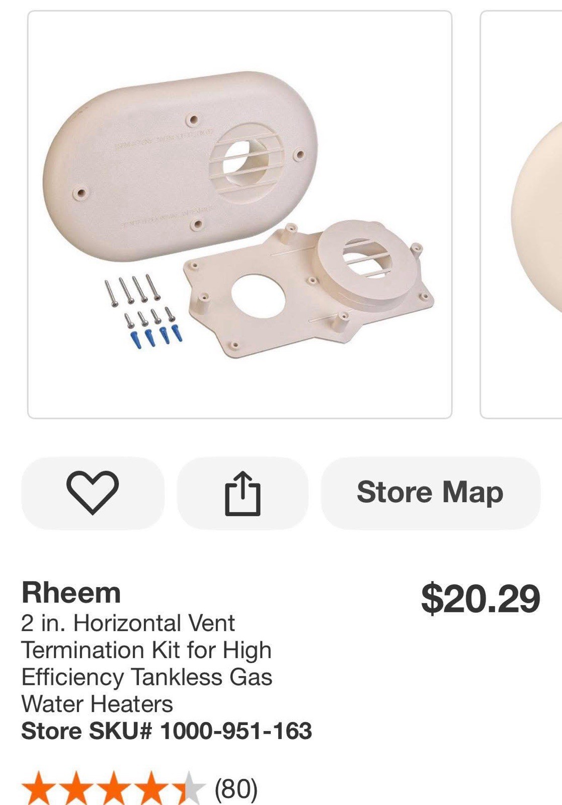 Rheem 2Horizontal Vent Termination Kit High Efficiency Tankless Gas Water Heater gallery